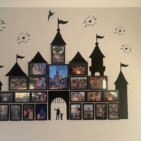 Vinyl Castle Photo Display Decals - Etsy New Zealand Disney Photo Collage Wall, Disney Castle Picture Frame Wall, Disney Photo Wall Collage, Disney Photo Collage, Castle Display, Disney Castle Silhouette, Chateau Disney, Castle Photo, Photo Collage Wall