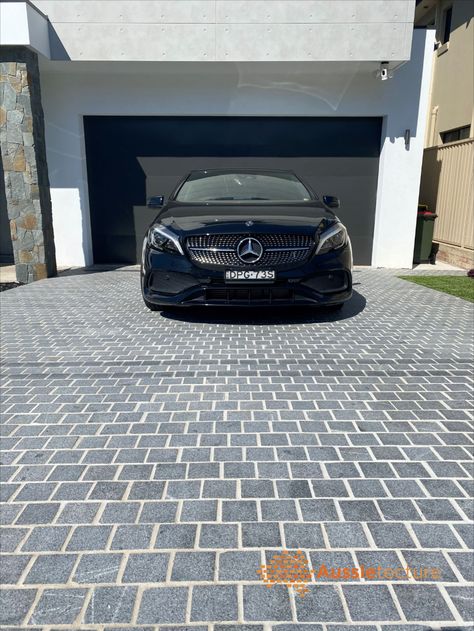 Aussietecture now has a unique range of cobblestone. #Cobblestone #cobbles #driveway paving #cobblestone paver Black Cobblestone Driveway, Drive Ways Ideas, Cobble Paving, Granite Driveway, Garden Flooring, Granite Cobblestone, Paving Garden, Cobblestone Paving, Cobblestone Pavers