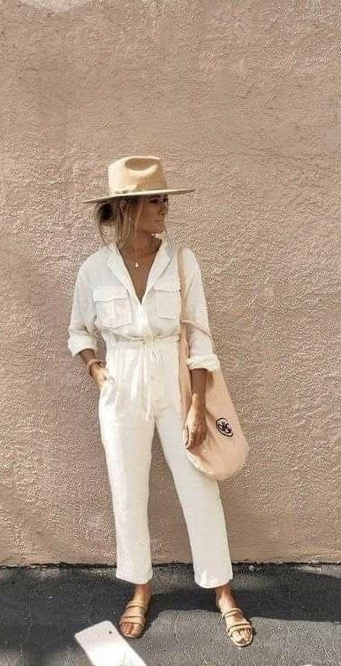 Look Jean, Linen Jumpsuit, Looks Style, Mode Inspiration, Spring Summer Outfits, Outfits Casuales, Primavera Estate, Look Fashion, Spring Summer Fashion