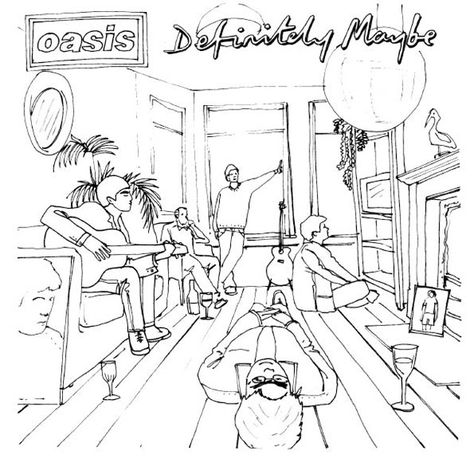 Oasis Painting Band, Definitely Maybe Tattoo Oasis, Oasis Drawing Band, Oasis Band Tattoo, Oasis Tattoo Ideas, Oasis Drawing, Oasis Tattoo, Music Tats, Music Sleeve