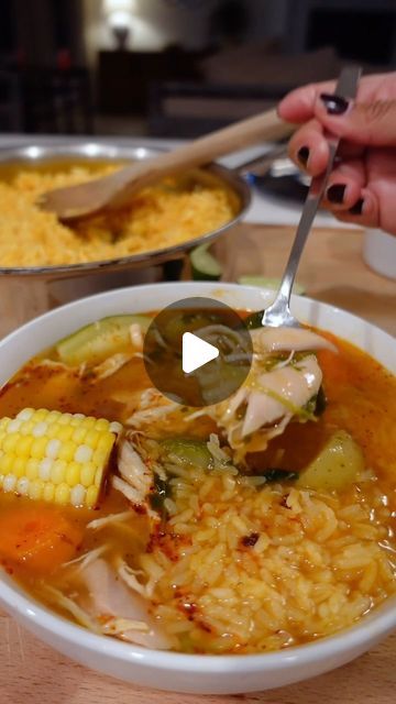 Maria | Pizquita de Sal | Mexican Recipes on Instagram: "Caldo de Pollo Recipe #mexicanfood #caldodepollo

Ingredients:
12 cups of water
6 chicken legs (with skin on)
4 chicken breasts (with skin on)
2 tablespoons salt
2-3 ears of corn, cut into small pieces
10 small potatoes, halved (skin on)
2 carrots, chopped
2 Mexican calabacitas (or zucchini), chopped
Fresh cilantro, chopped
2 chiles morita (or chipotle)
¼ onion
2 garlic cloves
3 tomatoes
½ teaspoon oregano
Pinch of dried thyme
Arroz rojo (for serving)
Lime (for serving)
Chili oil (chilito de aceite, for serving)

Instructions:
In a large pot, bring 12 cups of water to a simmer. Add the chicken legs and chicken breasts.

Add 2 tablespoons of salt and cover the pot. 

When foam begins to rise to the top, remove and sift out the scum. Chicken Leg Soup Recipes, Chicken Calabaza Recipe, Chicken Caldo Mexican Recipe, Mexican Chicken And Rice Soup, Chicken Caldo, 1400 Calorie Meal Plan, Mexican Chicken And Rice, Pollo Recipe, Small Potatoes