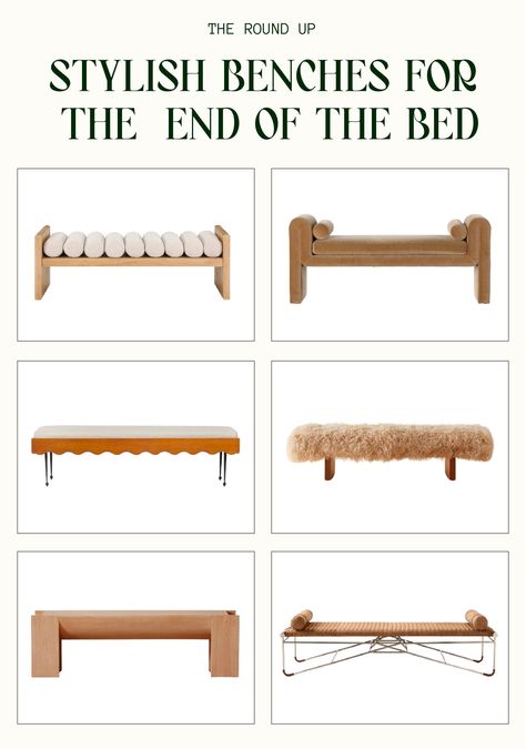 While adding a bench to the end of your bed adds another interesting layer to a room, it also can serve as a very functional piece! An end of the bed bench can be versatile to sit and change, hold your clothes for the next day or be an added surface to display pieces that you love like books and throw blankets. What To Put At The End Of A Bed, End Of The Bed Bench, End Of Bed Seating, Guest Room Design, Metal Bench, Leather Bench, Bed Bench, Modern Bench, Comfy Bed