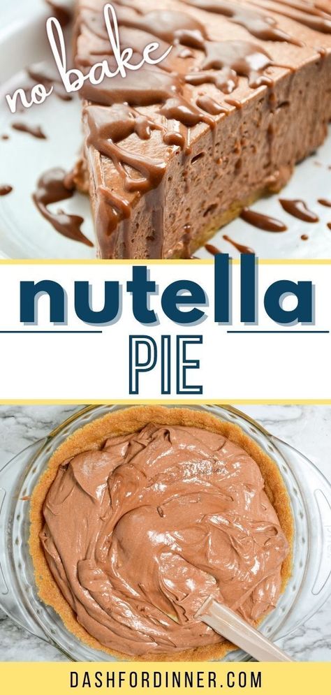 Pie Crust Nutella Recipes, Nutella Pie No Bake, Nutella Pie Recipes, Nutella Recipes No Bake, Nutella Desserts Easy, Diy Pie, Nutella Pie, Homemade Graham Cracker Crust, Chocolate Lasagna