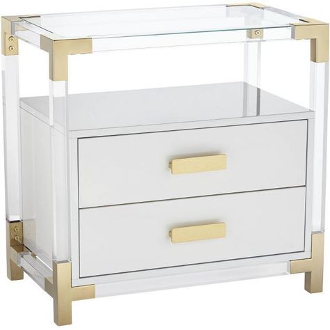 Studio 55D Abby 23 1/2" Wide White and Gold Acrylic Accent Table | Target Gold Night Stand, Accent Table Styling, Living Room Lighting Tips, Gold Night, Restoration Hardware Inspired, Cane Furniture, Black Furniture, Gold Table, Boucle Fabric