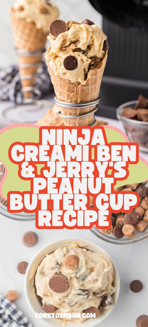 Ninja Creami Ben & Jerry's Peanut Butter Cup Recipe Ninja Creami Peanut Butter, Toffee Ice Cream, Butterscotch Ice Cream, Cake Batter Ice Cream, Peanut Butter Cups Recipe, Making Peanut Butter, Pumpkin Ice Cream, Peanut Butter Cookie Dough, Frozen Cookie Dough