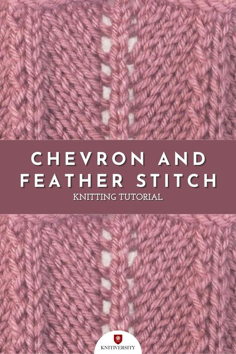 The Chevron and Feather Stitch is an easy way to dress up any pattern, as the chevron pattern combined with eyelets creates a classy yet modern look. It would be an excellent choice for an afghan or shawl. Capelet Knitting Pattern, Knit Stitch Patterns Free, New Stitch A Day, Stitch Knitting Pattern, Knitting Stitches Tutorial, Knitting Patterns Free Scarf, Chevron Stitch, Knitting Basics, Feather Stitch