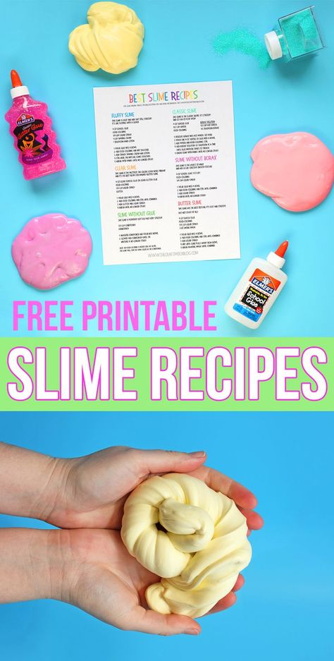 How to make slime. The best slime recipes all in one place! Slime without borax, glitter slime, fluffy slime, slime without glue, clear slime, dish soap slime, butter slime... we've tested all the recipes out there and have collected the best fail-proof slime recipes ever! Dish Soap Slime, Ultimate Slime, Slime Clear, Soap Slime, Cool Slime Recipes, Types Of Slime, Homemade Slime Recipe, Fluffy Slime Recipe, Free Slime