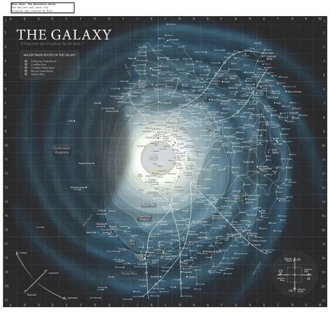 The most complete Star Wars Universe star chart compiled to date. From Star Wars: The Essential Atlas Galaxy Map, Darth Bane, Star Wars Ring, Gra O Tron, Star Wars Rpg, Star Chart, Galaxies Stars, Star Map, Fictional World