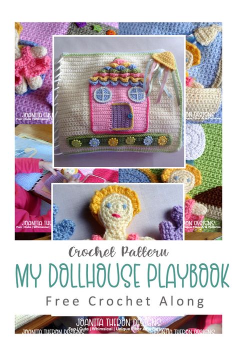 My Crochet Dollhouse Playbook - Free Crochet Along - Joanita Theron Designs Crochet Dollhouse, Crochet Book, Crochet Design Pattern, Fun Crochet, Crochet Books, Yarn Projects, Doll Parts, Dk Yarn, Half Double Crochet