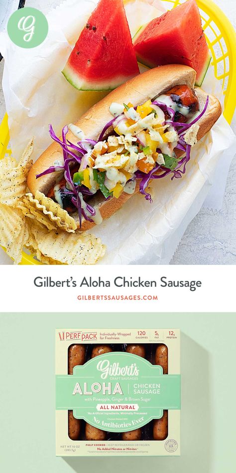 Aloha Chicken, Veggie Display, Chicken Sausages, Hot Diggity Dog, Bbq Sauce Recipe, Breakfast Sausage, The Bun, Sausage Dogs, Summer Grilling