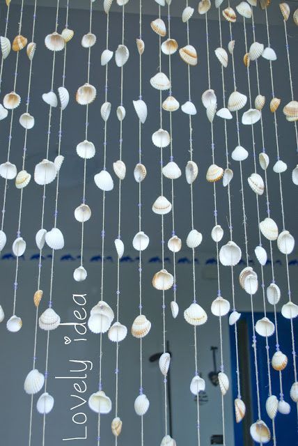 Beaded Doorway, Shell Curtain, Door Ring, Seashell Wind Chimes, Beachy Room, Shell Decorations, Shell Crafts Diy, Sea Glass Crafts, Beaded Curtains