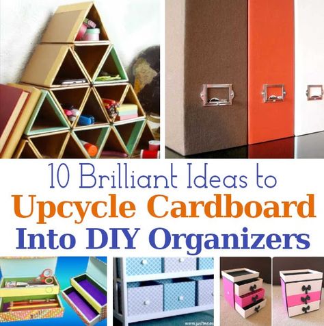 10 Brilliant DIY Organizers From Recycled Cardboard Cardboard Box Crafts Storage Diy, Diy Cardboard Organizer, Apartment Homestead, Cardboard Shelves, Diy Mail Organizer, Cardboard Box Storage, Recycle Cardboard, Diy Organizers, Cardboard Box Diy