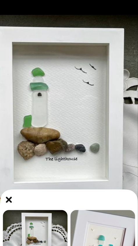 Sea Glass Lighthouse Art, Sea Glass Art Lighthouse, Seaglass Lighthouse Art, Diy Seaglass Art, Sea Glass Crafts Diy, Beach Glass Art Diy, Sea Glass Art Ideas, Seaglass Art Ideas, Seaglass Art