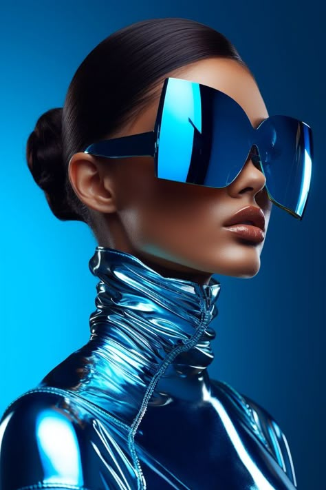 Style Bleu, Blue Glasses, Photoshoot Concept, Futuristic Fashion, Eye Wear, Creative Portraits, Fashion Glasses, Future Fashion, 인물 사진