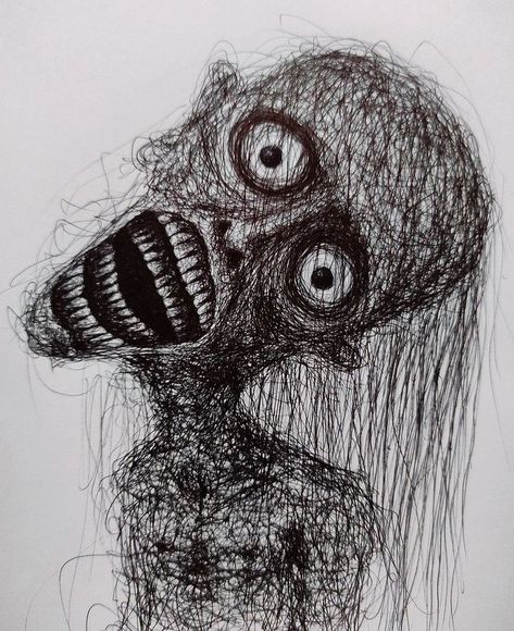 Creepy Sketches, Scary Drawings, Creepy Eyes, Creepy Drawings, Boho Art Drawings, Scribble Art, Pen On Paper, Macabre Art, Deep Art