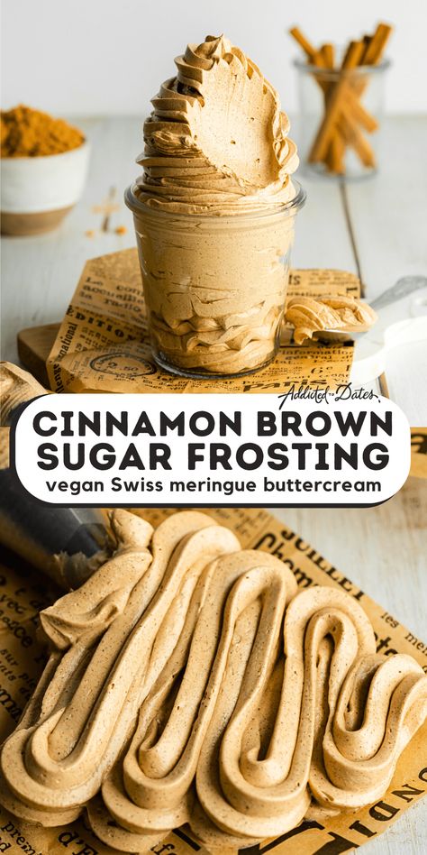 Vegan Maple Frosting, Vegan Frosting Recipe, Fluffy Buttercream, Vegan Buttercream Frosting, Cinnamon Frosting, Brown Sugar Frosting, Caramel Dessert Recipes, Vegan Chocolate Recipes, Tasty Cakes