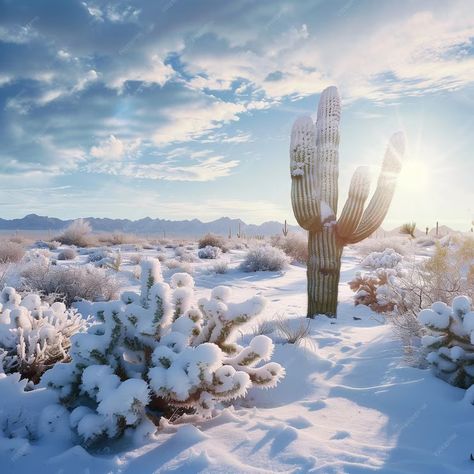 Desert Snow, Desert Landscape, Desert Landscaping, Premium Photo, Graphic Resources, Cactus, Heat