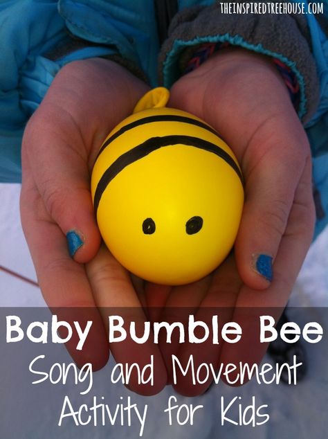 Our readers LOVE this activity!  They’re easy to make and can be kept on hand after the activity to use as fidget toys. Baby Bumble Bee Song, Baby Bumble Bee, Insects Preschool, Bugs Preschool, Bee Activities, Preschool Music, Gross Motor Activities, Movement Activities, Preschool Songs