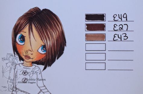 Have ALL.   Brown hair Copic Swatches, Coptic Markers, Copic Blending, Copic Combos, Copic Techniques, Copic Color Chart, Copic Tutorials, Copic Colors, Marker Coloring