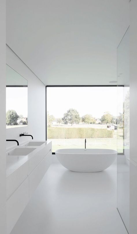 Luxury Bathroom Master Baths, Minimalist Bathroom Design, Bad Inspiration, Interior Minimalista, White Bath, Architectural Drawing, Bathroom Decoration, Dream Bathrooms, Minimalist Bathroom