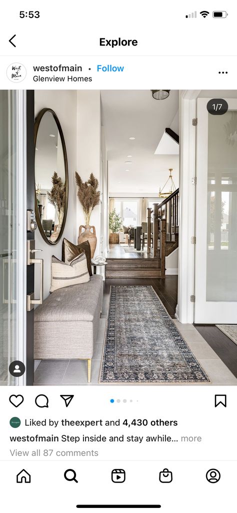 West Of Main, Entrance Way, Charcoal Rug, Home Entrance Decor, Boho Home, Beautiful Interiors, House Inspo, Home Fashion, Future House