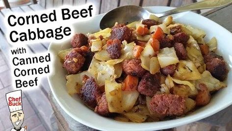 Meats - MyFoodChannel Can Corn Beef And Cabbage, Canned Corned Beef And Cabbage Recipe, Canned Corned Beef Recipe, Meatless Chili Recipe, Canned Beef, Corned Beef And Cabbage Recipe, Beef And Cabbage Recipe, Cabbage Dishes, Frugal Kitchen