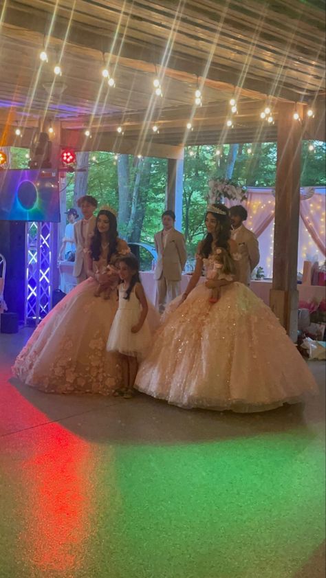 Twin Quinceanera Ideas, At A Quince Snap, Quince Venues Pink, Best Friend Quince Pictures, Castle Quince Pictures, Quince Pics With Horses, Quinceanera Waltz, Quinceanera Traditions, Cute Couples Football