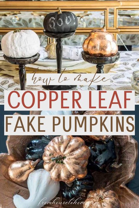 Scary Halloween Pumpkins, Glam Christmas Decor, Diy Copper, Fall Room Decor, House To Home, Fake Pumpkins, Fall Decorating Ideas, Fall Table Centerpieces, Halloween Pumpkin Designs