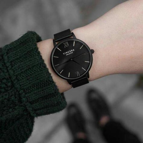 Stylish Watches For Girls, Trendy Watches, Fancy Watches, Swiss Army Watches, Black Luxury, Womens Watches Luxury, Girls Watches, Stainless Steel Mesh, Stylish Watches