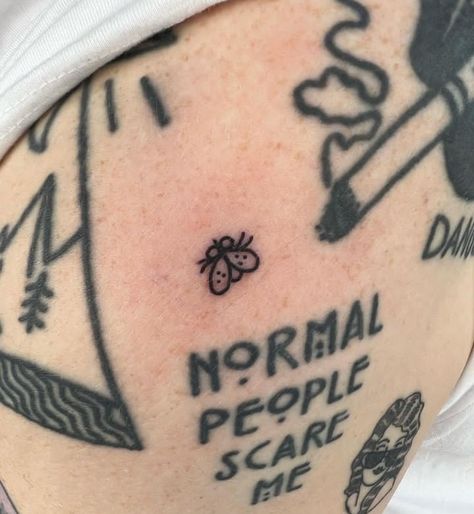 Punk Tattoos Men, Normal People Scare Me Tattoo, Observer Tattoo, Edgy Tattoos For Men, Escapism Tattoo, Weird Small Tattoos, Sick Tattoos For Guys, Strange Tattoos Ideas, Normal People Tattoo