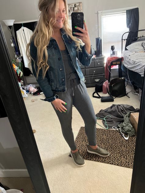 Jean jacket @walmart Jumpsuit @walmart Shoes- hey dudes @heydudes @thebuckle Hey Dude Outfits, Hey Dudes Outfit, Hey Dudes Outfit Women, Outfit With Hey Dudes, Dude Outfits, Walmart Shoes, Hey Dudes, Comfy Outfit, Hey Dude