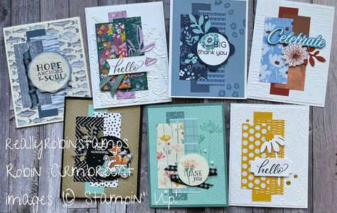 Stampin Up Cards Using Scraps, Easy Card Layouts, Stampin Up Card Sets Ideas, Stampin Up Cards Using Dsp, Simple Stamping Stampin Up Cards, Stampin Up Designer Series Paper, Stampin Up Note Cards Ideas, Stampin Up Dsp Cards Layout, Stampin Up Quick And Easy Cards Simple