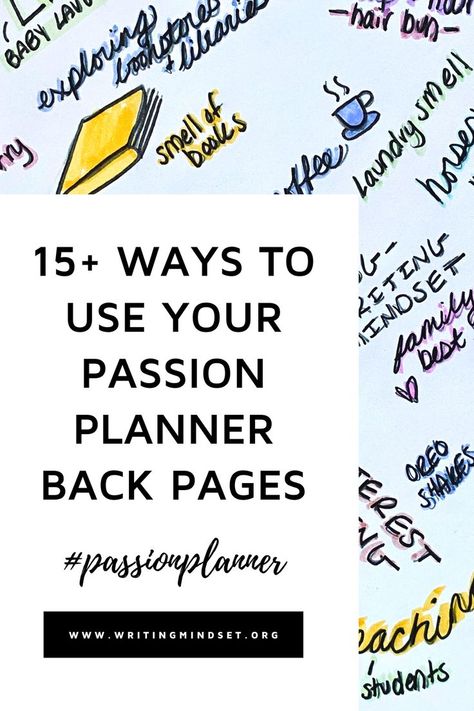 Use a passion planner to keep track of life and dreams! This post gives details and inspiration about how to use the blank pages in the back of your passion planner. Passion Planner Digital Inspiration, Passion Planner Back Pages, Passion Ideas Inspiration, Passion Planner Layout, Passion Planner Back Page Ideas, Passion Planner Daily Inspiration, Passion Planner Roadmap, Passionate Penny Pincher Planner, Passion Planner Weekly Spread