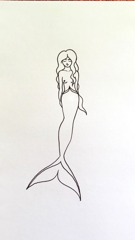 Mermaid line drawing tattoo ideas traditional Cartoon Mermaid Tattoo, One Line Mermaid Tattoo, Mermaid Tattoo Outline, Mermaid Line Tattoo, Mermaid Tattoo Minimalist, Simple Mermaid Drawing, Mermaid Line Drawing, Fine Line Mermaid Tattoo, Line Drawing Tattoo Ideas