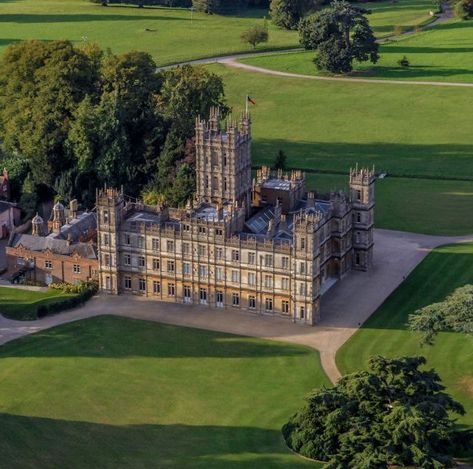 Aerial photograph of the Earl of Carnarvon's Highclere Castle, Hampshire Downton Abbey House, The Real Downton Abbey, Downton Abbey Movie, Crane Estate, Highclere Castle, Historic New England, Aerial Photograph, House Museum, Stately Home