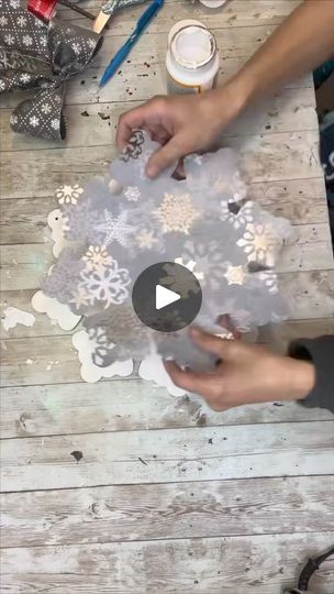 Dollar Tree Snowflakes Diy, Dollar Tree Wood Snowflake, Wooden Snowflakes Painted, Dollar Tree Wooden Snowflake, Dollar Tree Snowflake Crafts, Coat Hanger Christmas Tree, Dollar Tree Snowflakes, Icicle Crafts, Diy Snowflake Decorations