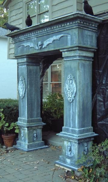 Gothic Entryway, Halloween Entrance, Cemetery Entrance, Halloween Entryway, Halloween Forum, Halloween Outside, Yard Haunt, Halloween Props Diy, Halloween Graveyard