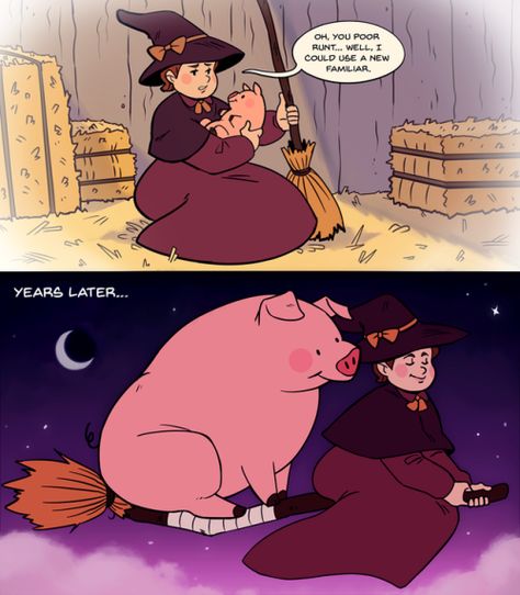 The only way for pigs to fly.... Is for them to be a witch's familiar. Witch And Familiar Art, Witch’s Familiar, Witch Familiar Art, Witch Familiar Animals, Witch Familiar, Witch's Familiar, Witches Familiar, Dark Comics, Culture Magazine