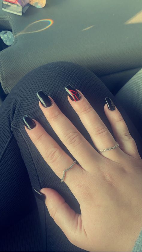 Black Western Nails, Red Western Nails, Western Hoco, Lightning Bolt Nails, Country Acrylic Nails, Rodeo Nails, Koe Wetzel, Acrylic Nails Almond Shape, Year Nails