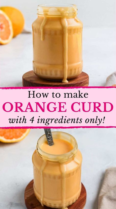 This easy Orange Curd Recipe is made from 4 ingredients only and will be ready in less than 30 minutes. This simple homemade orange cream is perfect over scones, as a dessert or breakfast topping, as a cake filling or over ice cream and yogurt. Orange Curd Recipe, Grapefruit Curd, Curd Recipes, Fruit Curd, Orange Curd, Curd Recipe, Jams And Jellies, Cake Fillings, Sweet Sauce