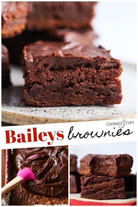 Baileys Brownies, Bailey Brownies, Baileys Dessert, Baileys Irish Cream Recipes, Easy Brownies, Irish Cream Recipe, Baileys Recipes, Brownies From Scratch, Fudgy Brownie Recipe