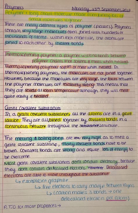 polymers &a giant covalent molecules, chemistry Polymer Chemistry Notes, Polymers Chemistry Notes, Polymers Chemistry, University Chemistry, Polymer Chemistry, Chemistry Revision, Polymer Science, Gcse Biology, Gcse Chemistry