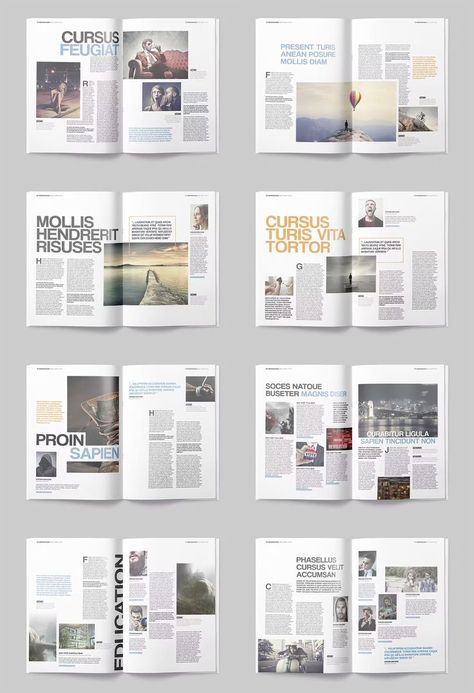 Student Magazine Design, Clean Magazine Design, Classic Magazine Layout, Magazine Headline Design, Magazine Spread Design Layout, Student Magazine Ideas, Elegant Magazine Layout, Advertorial Design Layout, Creative Magazine Layout Design