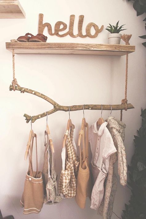 Bohemian Closet Ideas, Clothes Store Ideas, Handmade Closet, Ruangan Studio, Hanging Wardrobe, Diy Rustic Home, Baby Room Diy, Bohemian Rustic, Toddler Bedroom