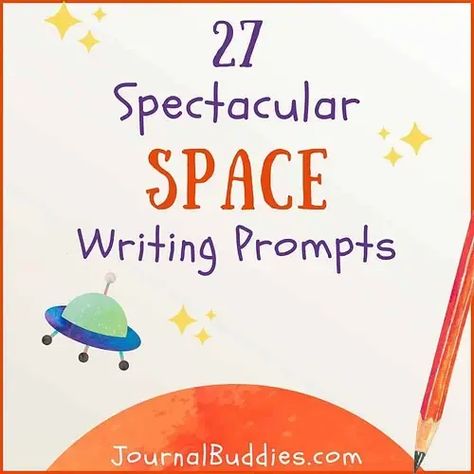 Here is a great set of outer space writing prompts that elementary school students will love. Help them get their creative writing about space on today! #SpaceWritingPrompts #WritingAboutSpace #JournalBuddies Space Writing Prompts, Writing Prompt Generator, Space Writing, Creative Writing Topics, Creative Writing Worksheets, Essay Writing Examples, College Essay Examples, Free Writing Prompts, Journal Prompts For Kids