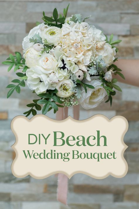 Beach Wedding Bouquet, Shell Bouquet, Beach Bouquet, Seashell Bouquet, Wedding Bouquet Ideas, Diy Beach Wedding, Beach Wedding Decorations Reception, Wedding Flower Guide, Beach Wedding Centerpieces