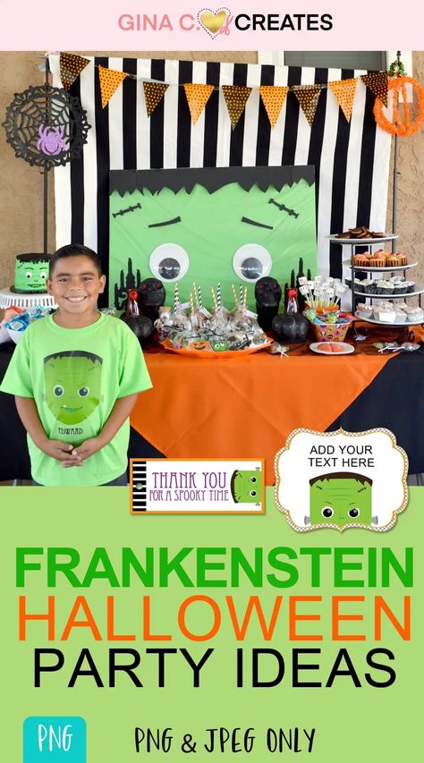 Frankenstein halloween party ideas, diy birthday decorations, boy birthday ideas, 7th birthday Boy Birthday Ideas, Halloween Birthday Party Ideas, Frankenstein Party, Frankenstein Halloween Party, Halloween Candy Apples, Halloween Birthday Cakes, Dessert Table Backdrop, Happy 7th Birthday, Halloween Birthday Party