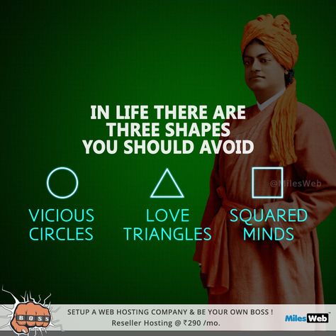 In life, there are three geometric shapes to avoid: vicious circles, love triangles, and square minds. #ThursdayThoughts Shapes Quotes, Shree Krishna, Be Your Own Boss, Design Quotes, Positive Energy, Triangles, Geometric Shapes, Krishna, Circles