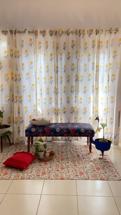 sunshine_window on Instagram: Curtains from @bedsheetdiaries . . . . . . . . . . . .#rentaldecor #bedroomdecor #aesthetic #bedroominspiration #bedroomgoals… Sunshine Window, Indian Curtains, Home Background, Desi Vibes, Wooden Ideas, Indian Bedroom Decor, Indian Bedroom, Indian Living Rooms, Modus Operandi