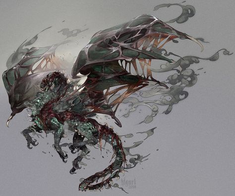 Vaal Hazaak by https://kiguri.deviantart.com on @DeviantArt Vaal Hazak, Dragon Mythology, Monster Hunter Series, Monster Hunter Art, Dnd Monsters, Monster Hunter World, Fantasy Beasts, Fantasy Monster, Dragon Artwork